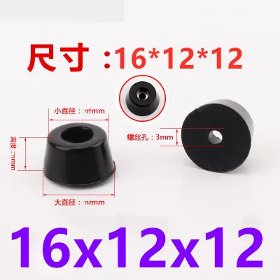 8pcs Anti Slip Furniture Legs Feet Black Speaker Cabinet Bed Table Box Conical Rubber Shock Pad Floor Protector Furniture Parts