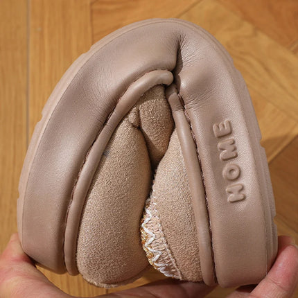 Comfort Thick Bottom Cotton Slippers Women 2025 Winter Warm Thick Plush Non Slip Furry Clogs Shoes Embroidery Suede Snow Boots