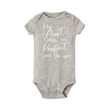 My Aunt Says I'm Perfect Letter Printed Infant Toddler Jumpsuit Summer Newborn Bodysuits Funny Auntie Baby Clothes Shower Gifts