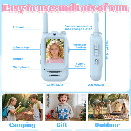 2PCS Kids Video Walkie Talkie Parent-Child Interactive Leisure Pager Remote Intercom Mini Telephone Toy for Gift