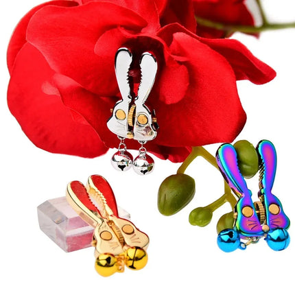 New Arrival Bunny Roller Nipple Clamps Pair, Cute Rabbit Design Nipple Clips, SM Adult Sex Toys