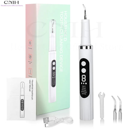Electric Tooth Cleaning Device Pet Tartar remover Stain Remover Multi-Mode Dental Care Tool with 2 Replaceable Cleaning Heads