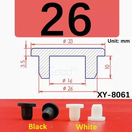 Black T-shaped silicone plug rubber hole cover dust-proof sealing, shock-absorbing foot pad  A-6.8mm~68.6mm