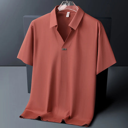 Polo Shirt Men M-6XL 7XL 8XL Summer New High Quality Mens Short-Sleeved Polo Shirt Ice Silk Men's Business Casual Polo Shirt 561