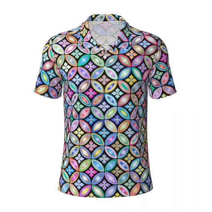Vintage 70s Circles Casual Polo Shirts Psychedelic Pattern T-Shirts Short Sleeve Shirt Daily Fashion Tops Gift Clothing