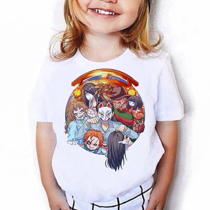 Kids Chucky Children Satan Halloween Horror Ghost Tee Manga Y2K Designer T Shirt Funny Anime Clothes Kid Girl Boy Tops Tees