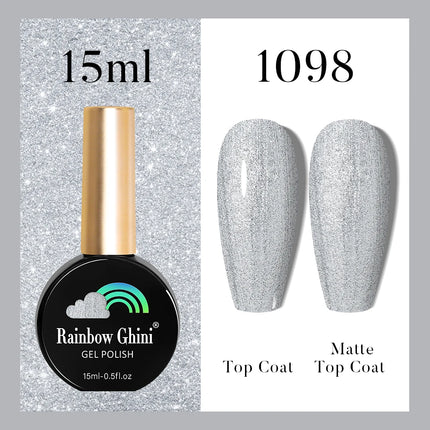 Rainbow Ghini 37Color Base Coat TPO/HEMA Free 15ml Fine Glitter Gel Polish For Manicure Nails Semipermanent Art Nail Supplies