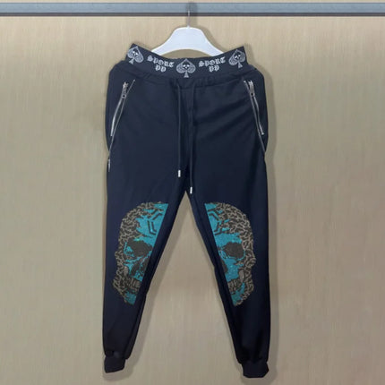 2025 new Sweatpants Track Pants Men Slim Fit Workout Trousers Male Multi-pocket Casual Rhinestones Pants  Design Sportswear