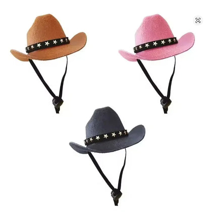 Pet Stylish Western Cowboy Hat Adjustable Headwear For Outdoor Summer Cat &Dog Accessories Travel Photography Decoration.