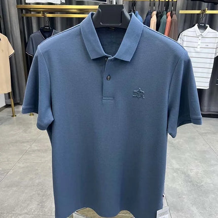 100% Pure Cotton High-End Fashionable Short Sleeve Summer New High-Quality Men's Business Casual Polo Shirt Luxury Brand T-Shirt