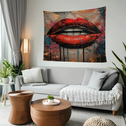Lipstick decorating lip picture Digital printing polyester wall hanging tapestry decorative Living room bedrooms background gift