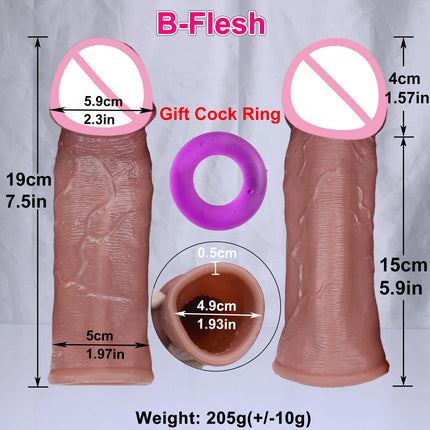 Man Delayed Ejaculation Extend Cock Soft Realistic Enlarger Penis Sleeve Condom Sex Toy Dildo Safety Silicone Change Dick Color