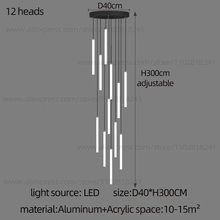 Minimalist Chandelier LED Stair Strip Lamp Duplex Building Interior Lighting Lamps Modern Dining Table Living Room Pendant light