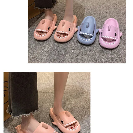 New Shark Slippers for Women Men Shoes Shark Flip Flops Beach Slides Female Home Slipper Bathroom Non-Slip Thick Sandals Couples