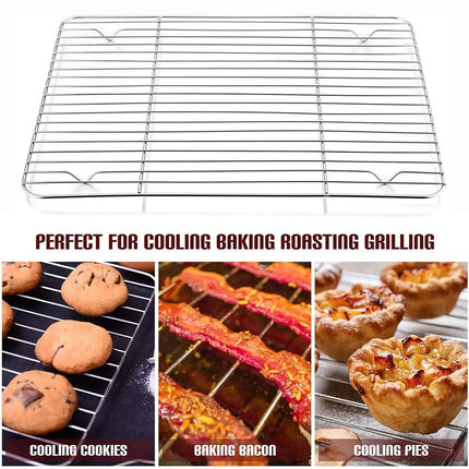 New Stainless Steel Cooling Rack Dense Wires Smooth Edge Baking Rack Easy to Clean Barbecue Cooking Mesh Shelf Drying