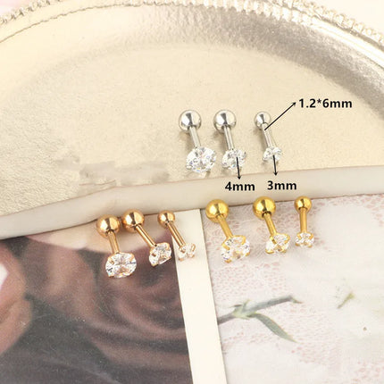 Stainless Steel Hoop Piercing Earring For Women Zircon CZ Cartilage Piercing Helix Daith Conch Tragus Rook Lobe Ear Ring Jewelry