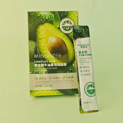 12pcs Avocado Bubble Facial Mask Brightening Firming Moisturizing Face Mask  Beauty Skin Care Facial Bubble Cover Foam Masque
