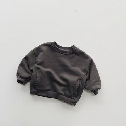 4750 Leisure Boy Fleece Sweater 2024 Winter New Korean Baby Boy's Sweatershirt Warm Coat Casual Pullover Tops