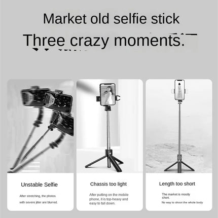 FANGTUOSI 1.7M 360 ° rotation Selfie Stick Wireless Tripod Stand with Light Bluetooth Remote Extendable phone holder for Tlktok
