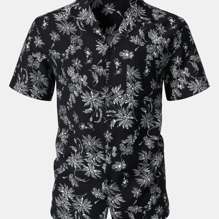 Summer Mens Striped Floral Patchwork Hawaiian Shirt 3D Print Short Sleeve Pocket Casual Oversized Beach Camisa Havaiana Listrada