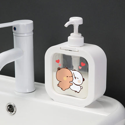 300ML Panda Bear Bubu Dudu Transparent Soap Dispensers Refillable Portable Empty Bottle Shower Gel Detergent Dispensing Bottle