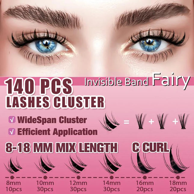 uCoolMe Fairy Manga Lashes Home DIY Invisible Band Eyelash Extension Beginner Friendly Anime Eyelashes Cluster Makeup For Girl