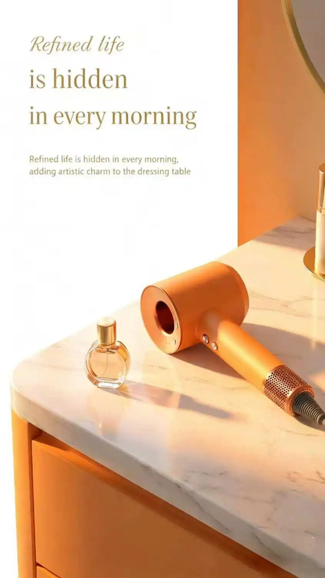 High Speed Hair Dryer 110000RPM Negative Ion Blow Dryer Fast Drying Vibrant Orange