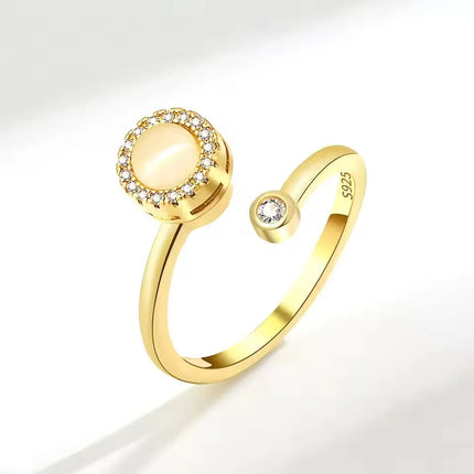 VENTFILLE 925 Sterling Silver Sunflower Diamond Zircon Rotatable Ring For Women Gift Relieve Stress Ring Jewelry Wholesale