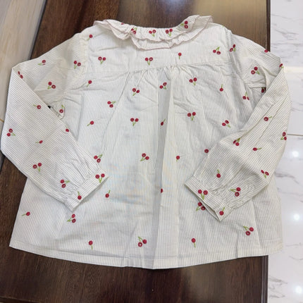 BP26 early spring new style big girl lapel cherry embroidered long-sleeved shirt