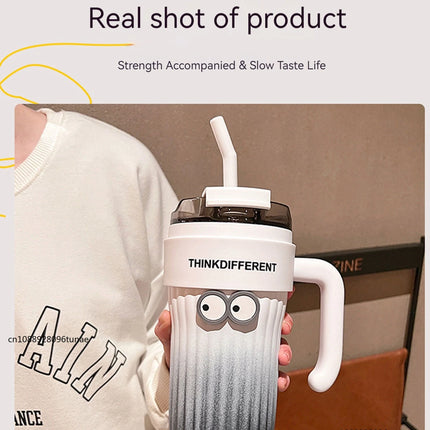 860ML Coffee Cup Outdoor Thermo Water Bottle With Straw Stainless Steel Tumbler Car Thermal Mug Keeps Cold and Heat Vacuum Flask