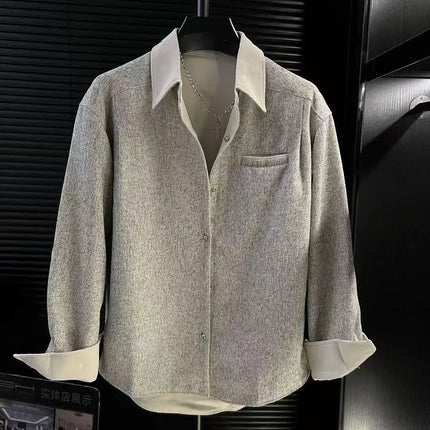 Temperament All Match Long Sleeved Shirt Top Men's Autumn New Style Casual Design, Fashion Pocket Dress Shirts