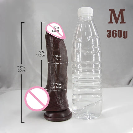 Simulated Dildo Black Soft Lifelike Dildo Realistic Big Dick Cock Soft Silicone Penis Anal Plug Suction Cup Dildos For Women