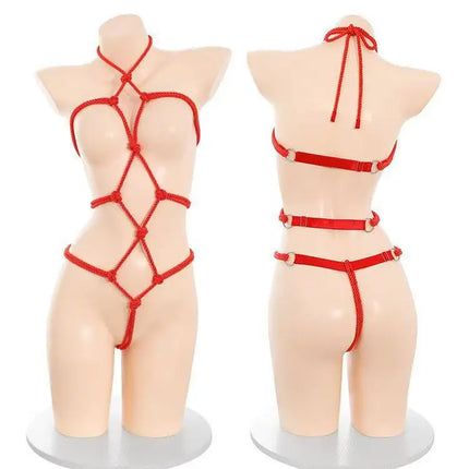 Sexy Bondage BDSM Open-Crotch Lingerie Perspective Temptation Rope Bodysuit Adjustable Erotic Lingerie Set Erotic Accessories