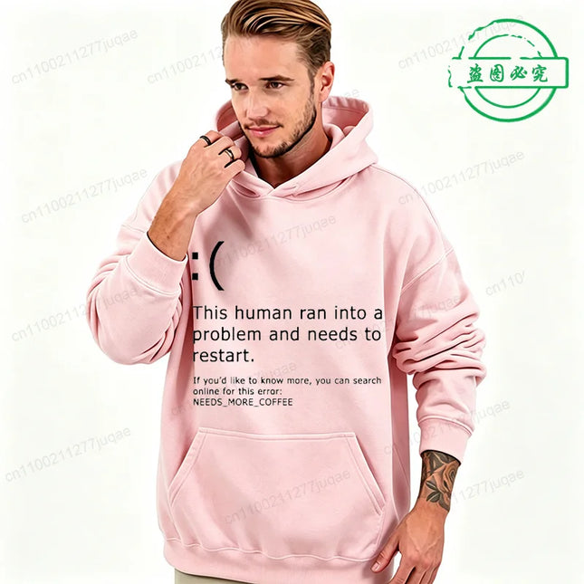 Men Hoodies Funny Blue Screen of Death Coffee Error Graphic Tracksuits Autumn Winter Man Sportwear Geek Sweatshirts Tops Gifts