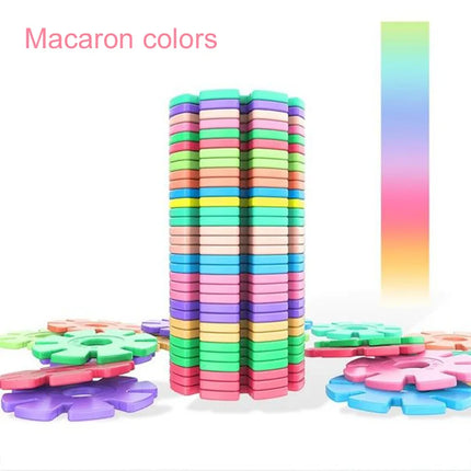 60~200pcs/lot Macaron Colors Snowflake Toys Children Building Blocks DIY Kindergarten Game Assembly Educational Toy Gift TMZ