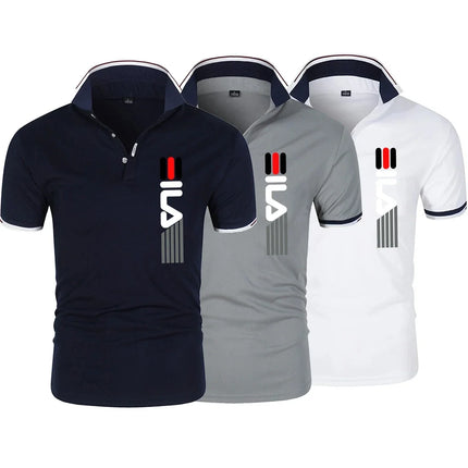 2025 Summer New Men's Lapel Anti-pilling Polo Shirt Printing Short Sleeve Casual Business Fashion Slim Fit Polo Shirt for Men