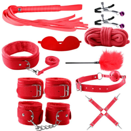 10Pcs Restraints Set Leather BDSM Kit Body Harness Cuffs Bondage Straps  Handcuffs Games Adult Sex Toys for Couple