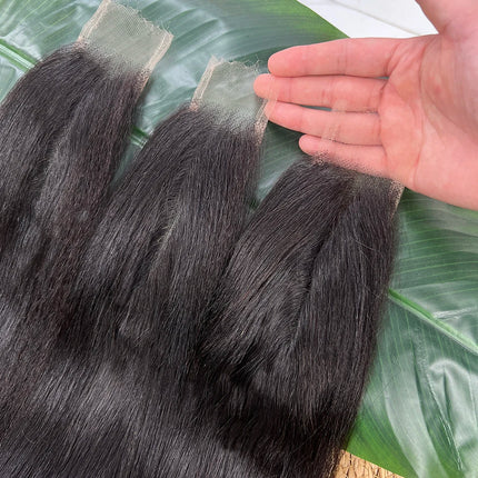 Light Yaki Straight 2x6 HD Lace Closure Deep Parting Preplucked Bleached Knots Lace Natural Color 100% Raw Virgin Human Hair