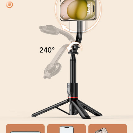 Wireless Selfie Stick Tripod Stand with Magnetic Bluetooth Remote Extendable Tripod for Apple iPhone Live Streaming Video Record