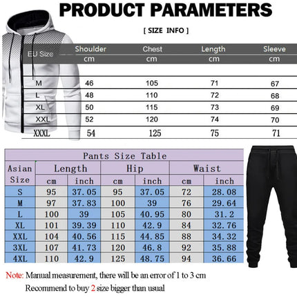 Hot Popular Autumn Winter Men Zipper Hoodie Set Urban Casual Sweatpants Jogging Training Daily Tracksuit