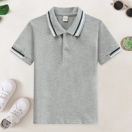 Kids T-Shirt Baby Boy Toddler Polo Shirts Children Clothing Short Sleeve Cute Striped White Blue Summer Tops School Uniform