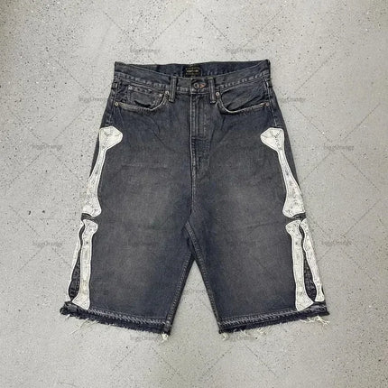 Embroidered Shorts Y2K Streetwear Man Woman Clothing Harajuku Hip Hop Baggy Denim Gym Shorts Gothic Summer Basketball Shorts