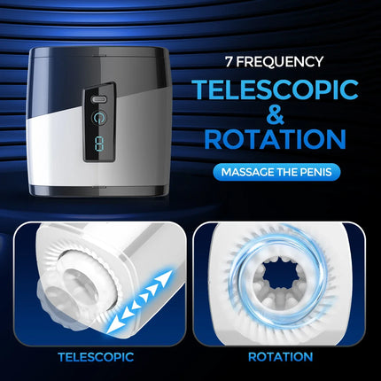 Automatic 7 Thrusting Rotating Male Masturbator Portable Auto Stroker Masturbating Sex Machine Real Vagina for Men