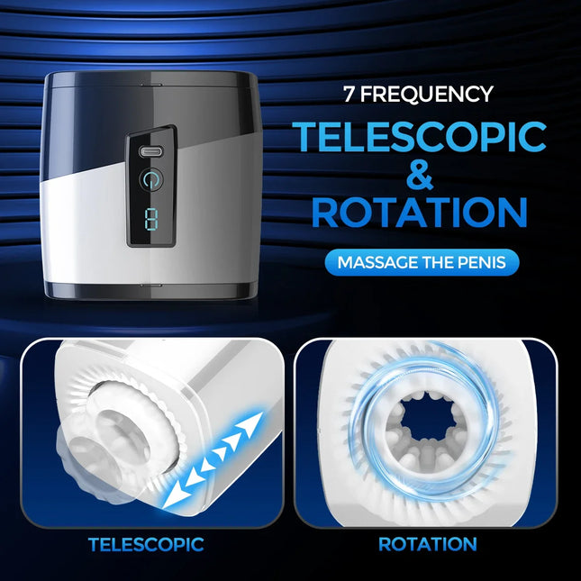 Automatic 7 Thrusting Rotating Male Masturbator Portable Auto Stroker Masturbating Sex Machine Real Vagina for Men