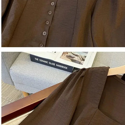 Elegant Long Sleeve Shirt Large Size Women's Early Autumn plus Size French Chic Square Collar Slimming Belly Covering Top