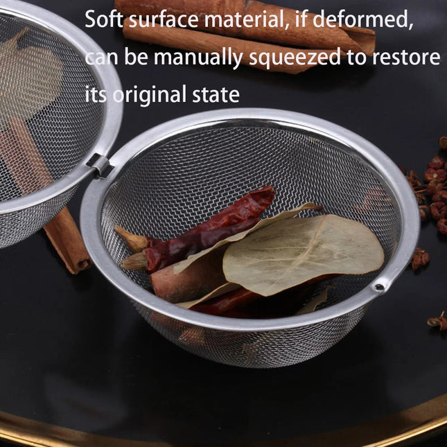 Stainless Steel Cooking Spices Infuser Fine Mesh Loose Tea Herbal Strainer Filter with Extended Chain Kitchen Seasoning Balls
