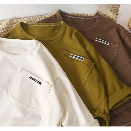 1-10Y Children's T-shirt Korean Kids Simple Long Sleeved Base Shirt Baby Boys and Girls 2025 Autumn Winter New Baby Loose Tops