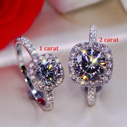 AETEEY Moissanite Diamond Square Ring D Color 1CT 2CT Real 925 Sterling Silver For Women Wedding Fine Jewelry RI018