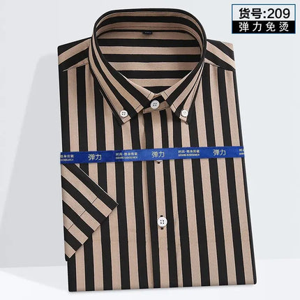 Summer New Young Men's Striped Short-Sleeved Shirt Non-Ironing Anti-Wrinkle Business Casual Fashion Breathable Trend Everything