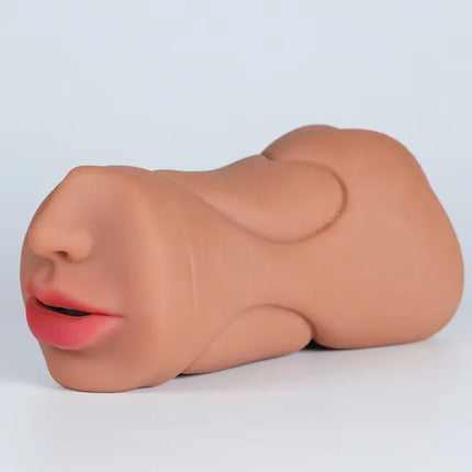 Realistic 3-IN-1 Male Masturbator - Deep Throat + Artificial Pussy + Rubber Vagina, Oral Blowjob Adult Sex Toy